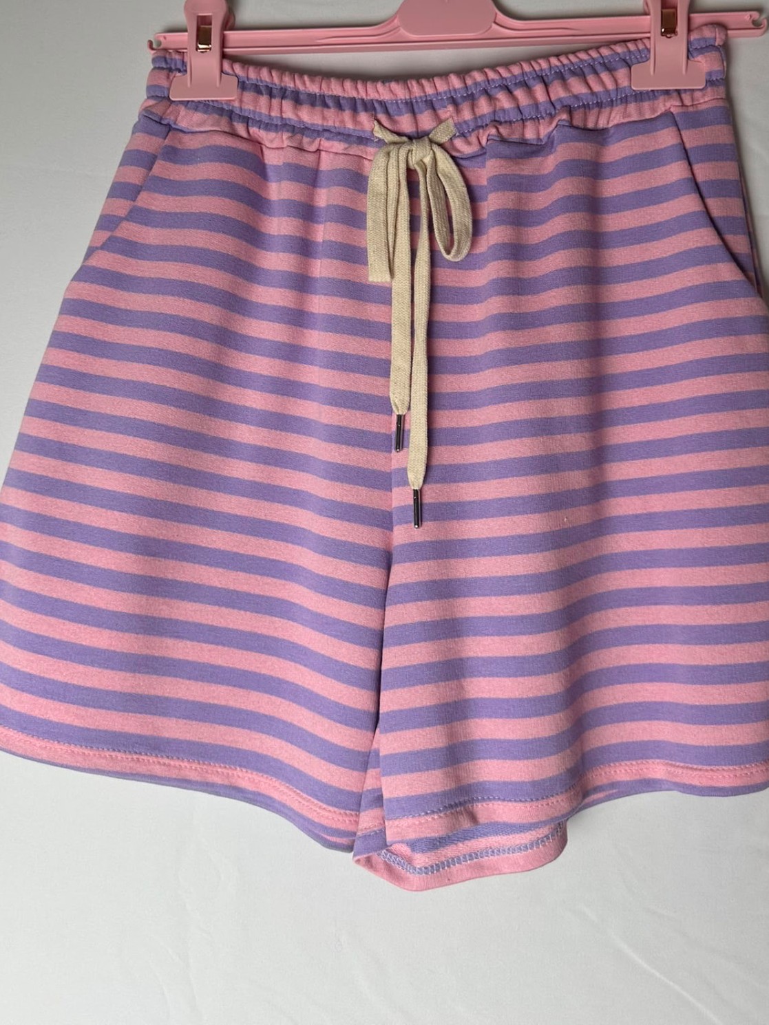 Sweat-Short 'Stripes' – Rosa/Flieder