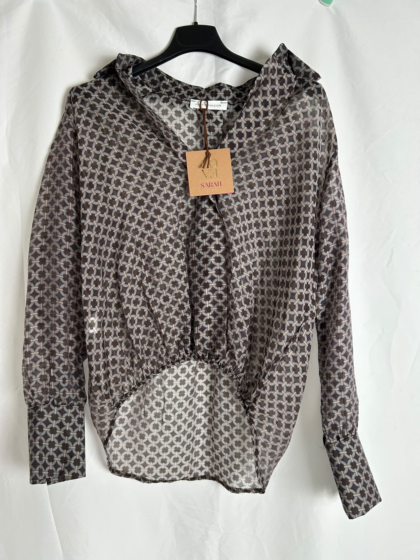 Bluse 'Tencel' – Graubraun gemustert